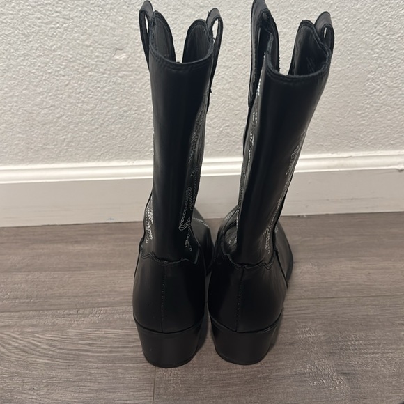 Western Calf Length Black Boots Size 9 - Picture 4 of 5